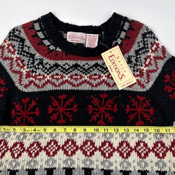 Vintage Christmas Fair Isle Wool Blend Sweater Womens Large Pullover Holiday NEW - Picture 12 of 13